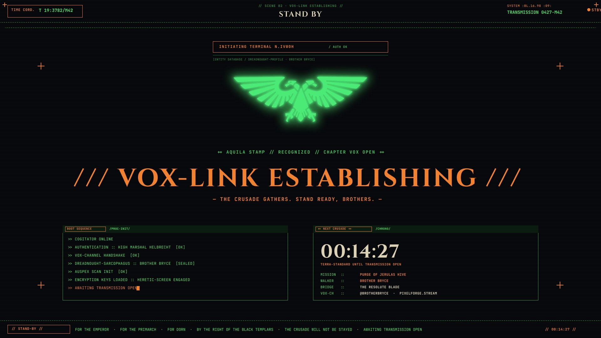 Turning a Twitch stream into the bridge of a Warhammer 40,000 warship presentation image 1